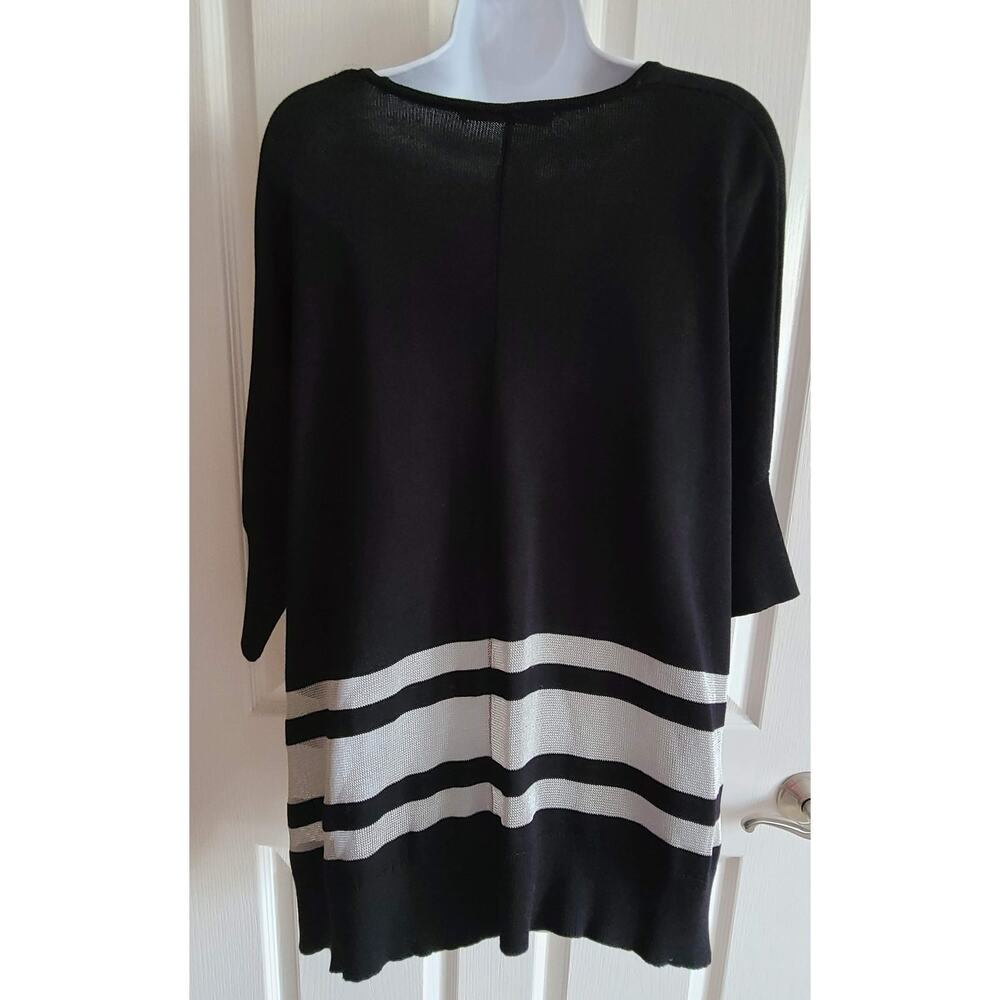 TRINA TURK Dolman Sleeve Semi Sheer Stripe Metallic Sweater Women's Size Small - Picture 2 of 9